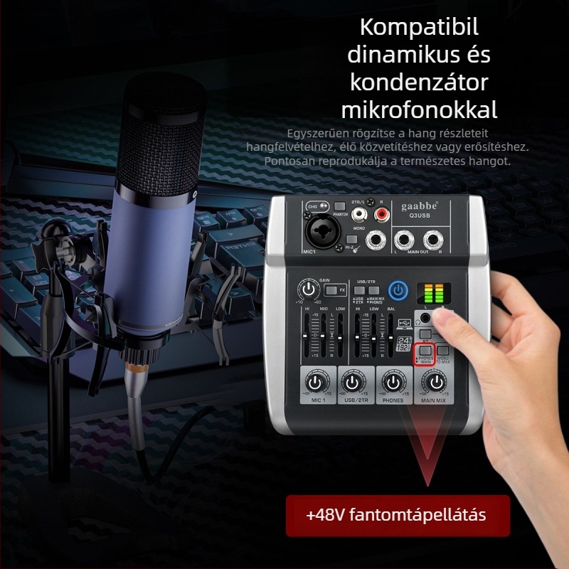 Q5 Q3 Professzionális többcsatornás hangprocesszor reverberációval és effektfunkciókkal, stúdióhoz és élő adáshoz
