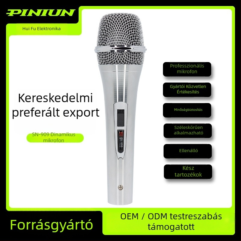 PINIUN SN-909 Vezeték nélküli mozgótekercses konferenciamikrofon, 70 Hz–13 kHz, SNR ≥75 dB