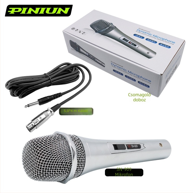 PINIUN SN-909 Vezeték nélküli mozgótekercses konferenciamikrofon, 70 Hz–13 kHz, SNR ≥75 dB