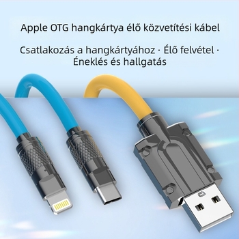Kussel OTG audió kimeneti adapter kábel Apple és Android telefonokhoz, 480 Mbps, 1–2 m, réz mag