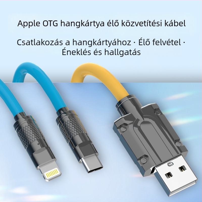 Kussel OTG audió kimeneti adapter kábel Apple és Android telefonokhoz, 480 Mbps, 1–2 m, réz mag