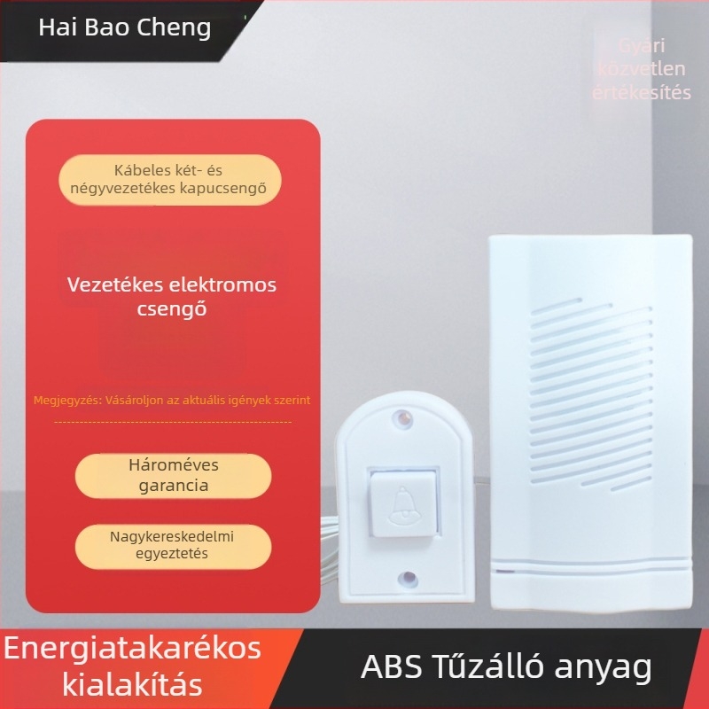 Haibao City vezetékes ajtócsengő — akkumulátoros működés, 1,5 V, nagy csengőhang, univerzális használatra