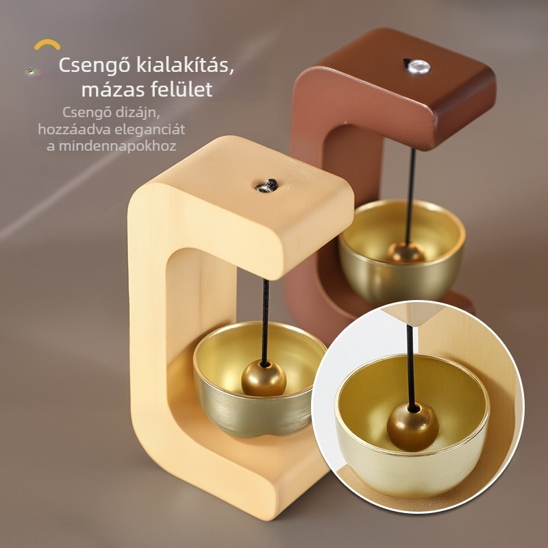 Fából készült függő harang ajtóhoz, kézzel készült, modern minimalist stílus, mágneses ajtó emlékeztető