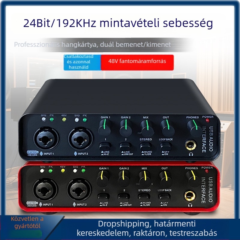 Hawland USB külső hangkártya (2 bemenet/2 kimenet, felvétel)