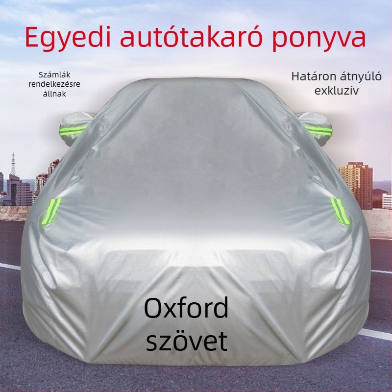 Autóponyva pamuttal bélelt, 210D Oxford anyagból és 210T poliészter taftából; napvédő, esőálló és hőszigetelés