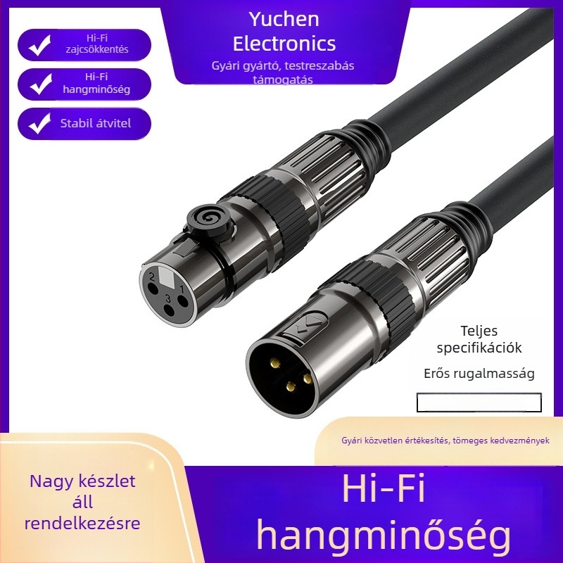 XLR mikrofonkábel, férfi–női végződéssel, kiegyensúlyozott hang