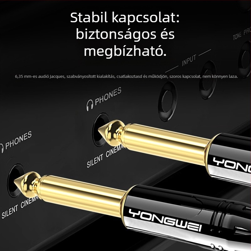 Yongwei basszusgitár kábelcsatlakozó – robbanásbiztos hang, 6,5 mm dugó, réz aranyozott 6,35 mm, kétvezetékes, zajcsökkentés
