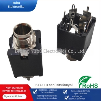 Yufu Electronics 6,35 mm Mikrofoncsatlakozó PJ-617, függőleges fémburkolat, 3-pin plug-in, 2-csatornás audió mikrofoncsatlakozó, feszültség 50-440 V