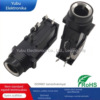 Yufu Electronics 6,35 mm Mikrofoncsatlakozó PJ-617, függőleges fémburkolat, 3-pin plug-in, 2-csatornás audió mikrofoncsatlakozó, feszültség 50-440 V
