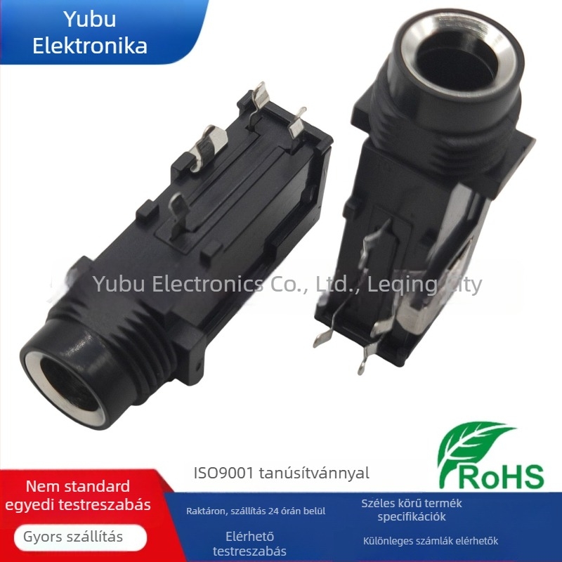 Yufu Electronics 6,35 mm Mikrofoncsatlakozó PJ-617, függőleges fémburkolat, 3-pin plug-in, 2-csatornás audió mikrofoncsatlakozó, feszültség 50-440 V