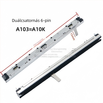 Kétcsatornás Push-Pull potenciométer fader, 10K, A/B típusú görbe, keverőhöz