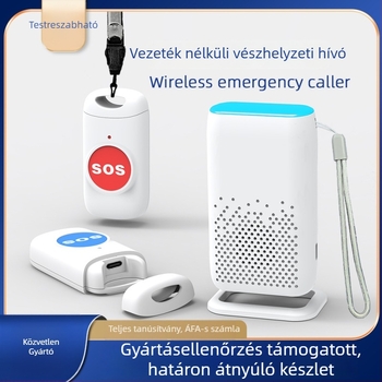 Idősotthonokhoz vezeték nélküli ajtócsengő — Type-C töltés, vízálló, villanó és rezgő értesítés, hosszú hatótávolság, modell D338 1T1, 433.92MHz