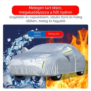 Autófedél UV védelemmel és hőszigetelő vastag quilt-kal, vízálló és szélálló, anyaga: pamut