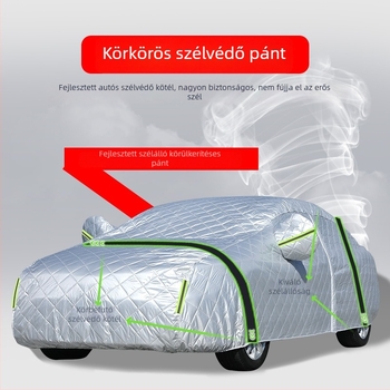 Autófedél UV védelemmel és hőszigetelő vastag quilt-kal, vízálló és szélálló, anyaga: pamut