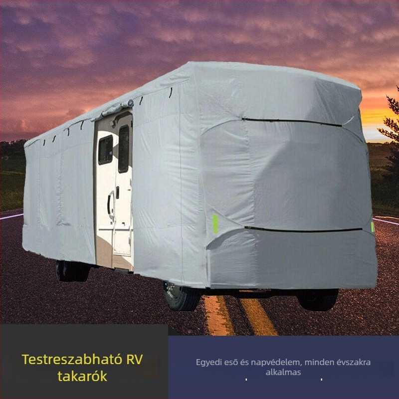 RV autófedél, háromrétegű nemszőtt anyagból, vízálló és UV-védelem, tömege 6,3 kg, testreszabás elérhető
