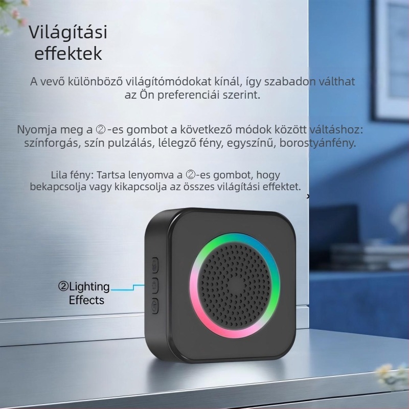 Távirányítós vezetékes ajtócsengő, hálózati ellátás 110-250V, csengőhang 63, energiafogyasztás 0.2W, alkalmas otthon, iroda, idősotthon, szálloda