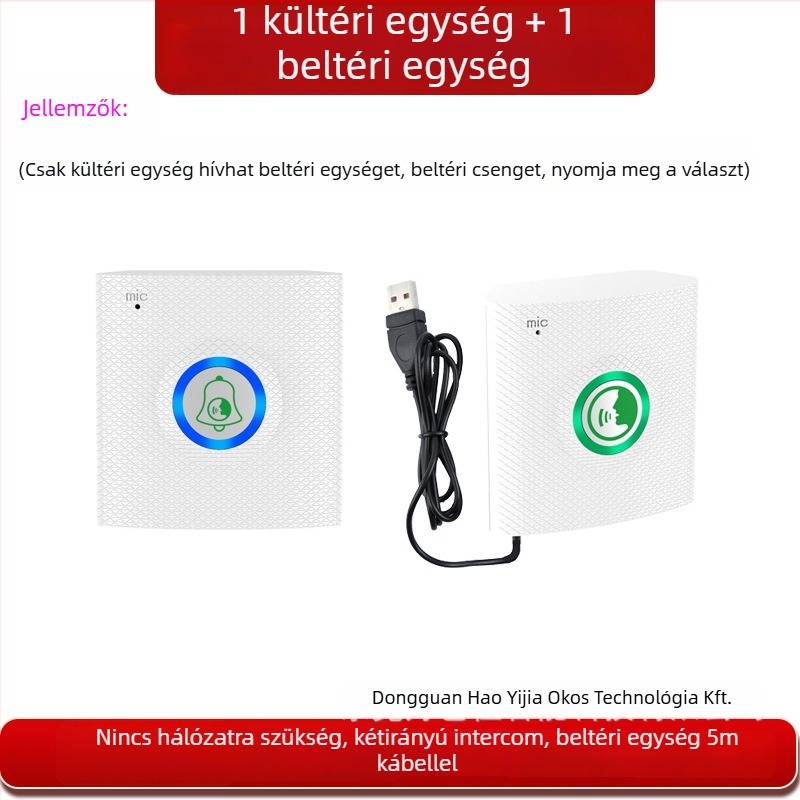 Interkom kapucsengő H9A — Hálózati tápellátás 5V, 8 dallamú csengőhang, akár 200 m hatótávolság, vezeték nélküli hívórendszer épületekhez, otthonra és irodába