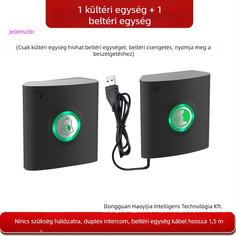 Interkom kapucsengő H9A — Hálózati tápellátás 5V, 8 dallamú csengőhang, akár 200 m hatótávolság, vezeték nélküli hívórendszer épületekhez, otthonra és irodába