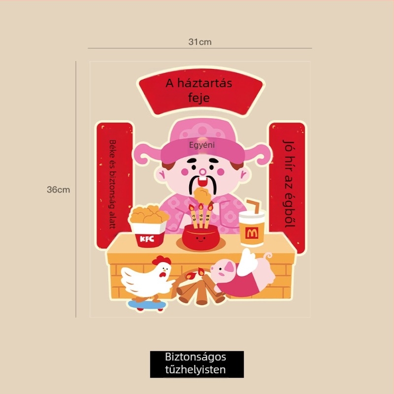 Ablakra szánt matrica – Konyhai tűzhelyisten dekoráció, PVC anyag, Banda márka, Opp zacskós csomagolás, ajándék Tavaszi Fesztiválra