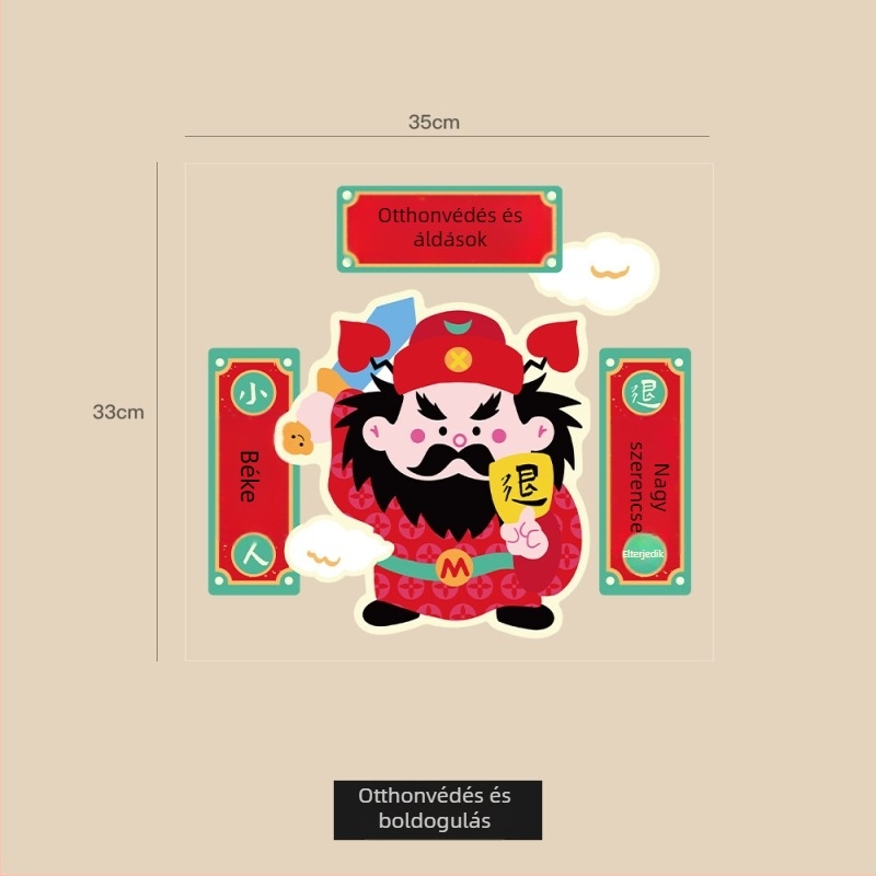 Ablakra szánt matrica – Konyhai tűzhelyisten dekoráció, PVC anyag, Banda márka, Opp zacskós csomagolás, ajándék Tavaszi Fesztiválra