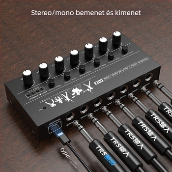 6-csatornás/8-csatornás audió-mixer, kompakt mini mixer hangszereszközökhöz, tokozás alumíniumötvözet és ABS anyagból