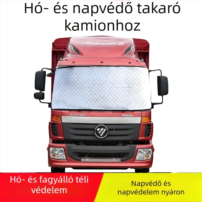 Kamion első szélvédőjének hóvédő takarója, alumíniumfólia, univerzális, beépített telepítés, 300 g, vastagodott stílus