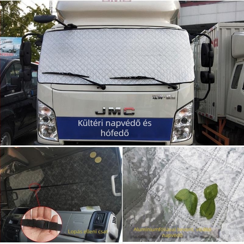 Kamion első szélvédőjének hóvédő takarója, alumíniumfólia, univerzális, beépített telepítés, 300 g, vastagodott stílus