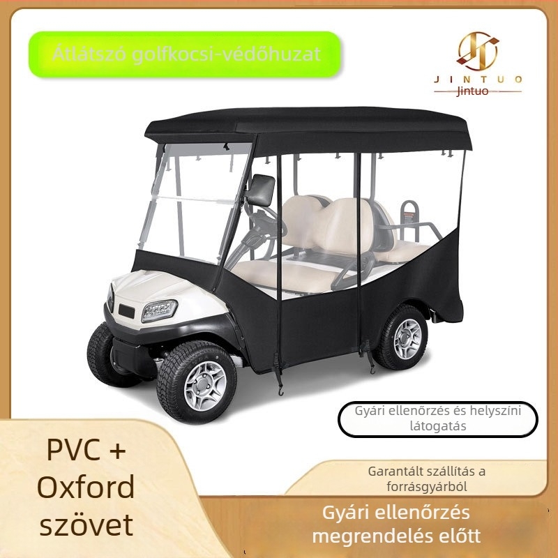 Személyre szabott golfkocsi esővédő takaró Oxford anyagból, vastag átlátszó PVC-vel