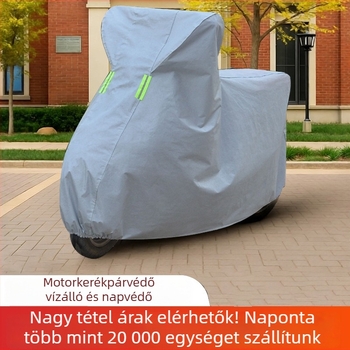 Mind az évszakokra szóló univerzális motorkerékpár-takaró – vízálló, szélálló, UV-védelem; anyag: alumínium-fólia; alkalmas motorkerékpárokhoz, elektromos kerékpárokhoz és kerékpárokhoz; márka: Yufeng