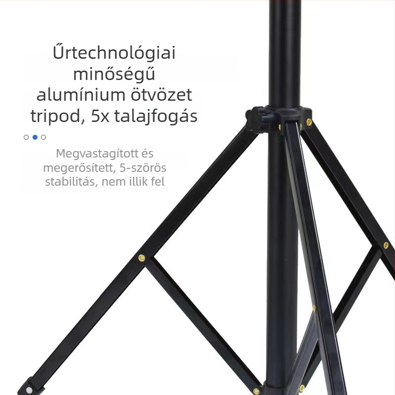 Fém élő közvetítés állvány, 5 rész, 200 cm magas, teherbírás 3 kg, csőátmérők 25/22/19/16/14 mm