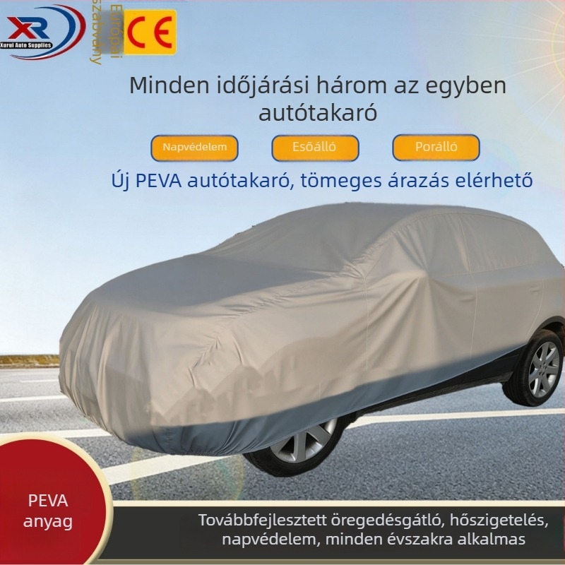 PEVA autóvédő takaró, egyrétegű, teljes járműre kiterjedő UV-védelem, hőszigetelés, vízálló és porálló.