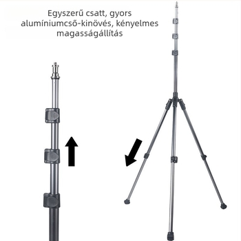 Fényképezéshez való állvány, alumíniumötvözet, teherbírás 5 kg, csőátmérő 23/26 mm, 4 részes, súly 0,73 kg