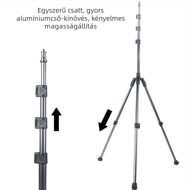 Fényképezéshez való állvány, alumíniumötvözet, teherbírás 5 kg, csőátmérő 23/26 mm, 4 részes, súly 0,73 kg