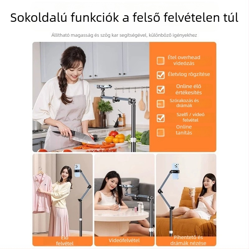 Felső nézetű felvételi állvány, fémből; teherbírás 2–5 kg; csőátmérő 28/25/23 mm; 3 részes kivitel; súly 2.8 kg