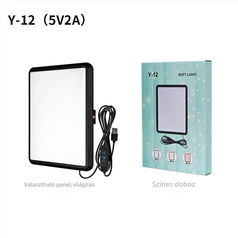 Asztali LED világítás élő közvetítéshez, 5V, 12–15W, modell Y-8/Y-12, 9 lépéses állíthatóság