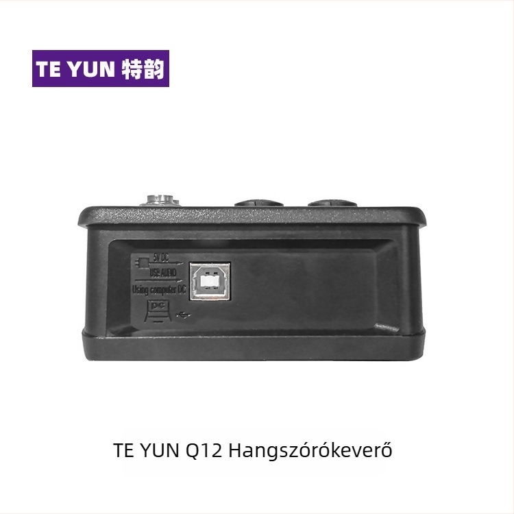 USB mini 2-csatornás audio-mixer felvételhez és élő közvetítéshez