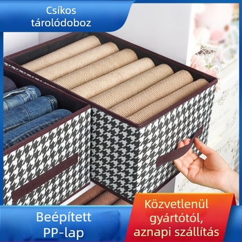 Ruhatároló doboz SNH-26, összecsukható, non-woven anyag, 50L kapacitás, rácsmintás