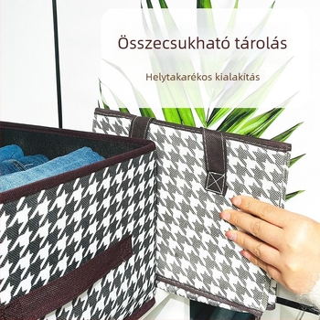 Ruhatároló doboz SNH-26, összecsukható, non-woven anyag, 50L kapacitás, rácsmintás