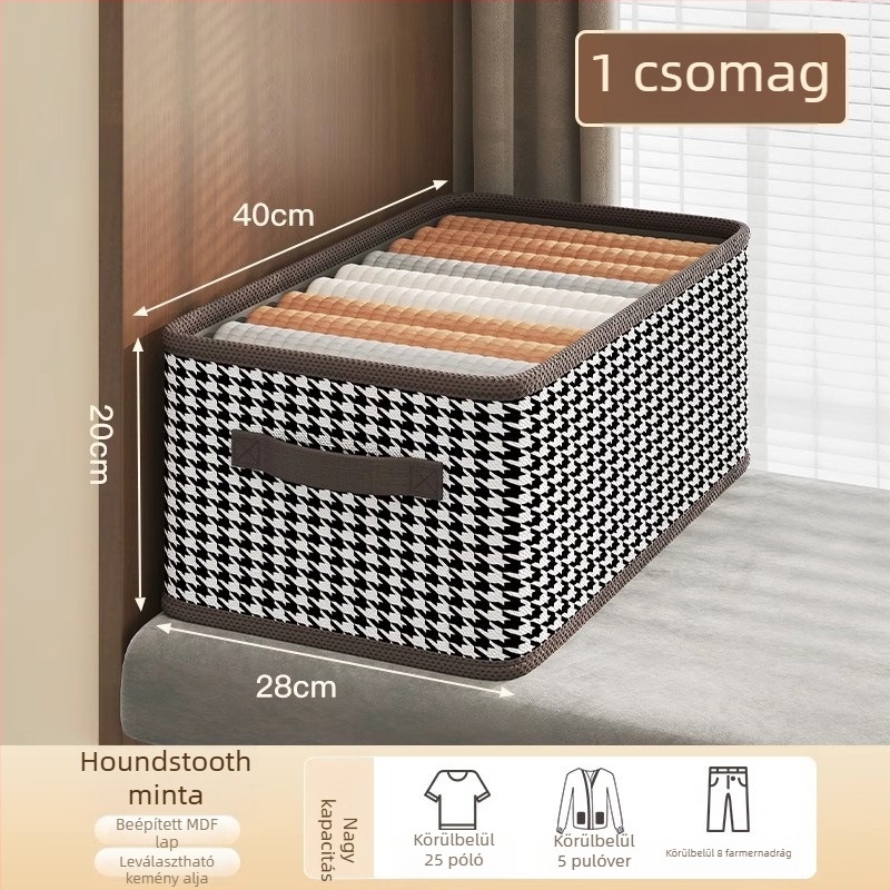 Ruhatároló doboz SNH-26, összecsukható, non-woven anyag, 50L kapacitás, rácsmintás