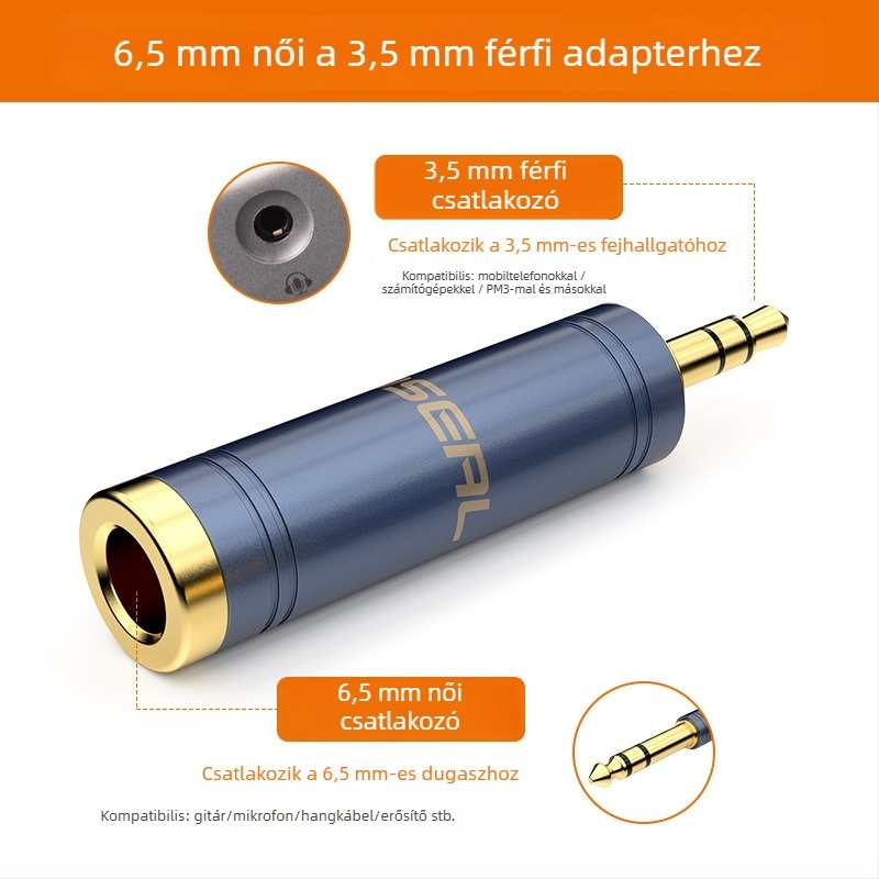 Choseal/Akihabara audió adapter, 3,5 mm-ról 6,5 mm-re, sztereó csatlakozó