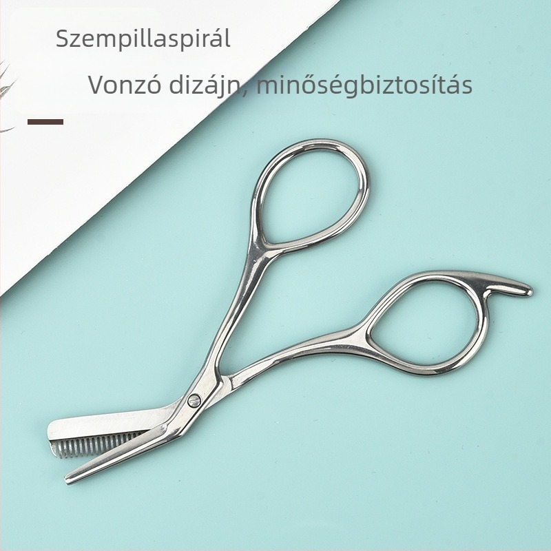 Rozsdamentes acélból készült kétfunkciós szemöldökolló fésűvel, vágásvédelmes kozmetikai eszköz