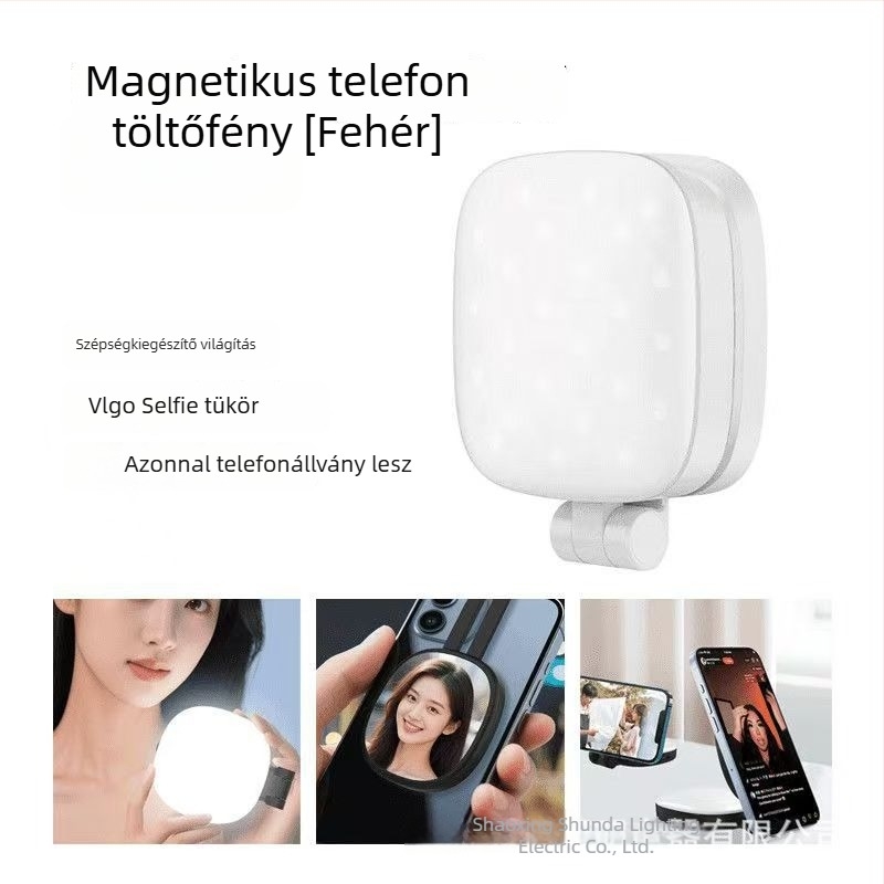 K04 mágneses telefon LED világítás — kompakt, összecsukható selfie világítás sminktükrövel, 2700K-6500K