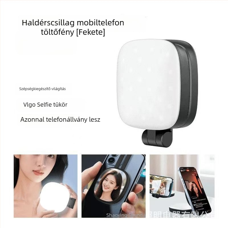 K04 mágneses telefon LED világítás — kompakt, összecsukható selfie világítás sminktükrövel, 2700K-6500K