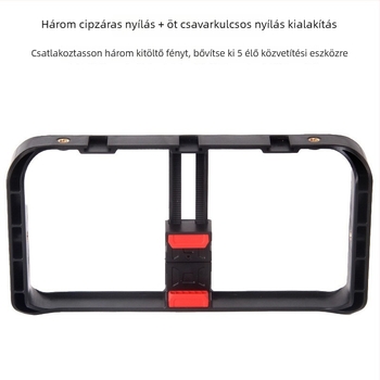 Kézi állvány mobiltelefonhoz 1/4 hüvelykes csavar – műanyag, max terhelés 2 kg, tömeg 0,13 kg, videófelvételhez és élő közvetítéshez
