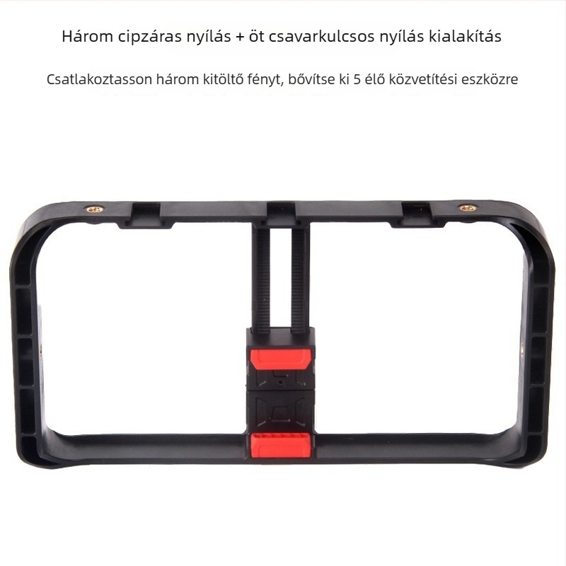 Kézi állvány mobiltelefonhoz 1/4 hüvelykes csavar – műanyag, max terhelés 2 kg, tömeg 0,13 kg, videófelvételhez és élő közvetítéshez