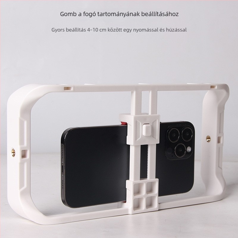 Kézi állvány mobiltelefonhoz 1/4 hüvelykes csavar – műanyag, max terhelés 2 kg, tömeg 0,13 kg, videófelvételhez és élő közvetítéshez