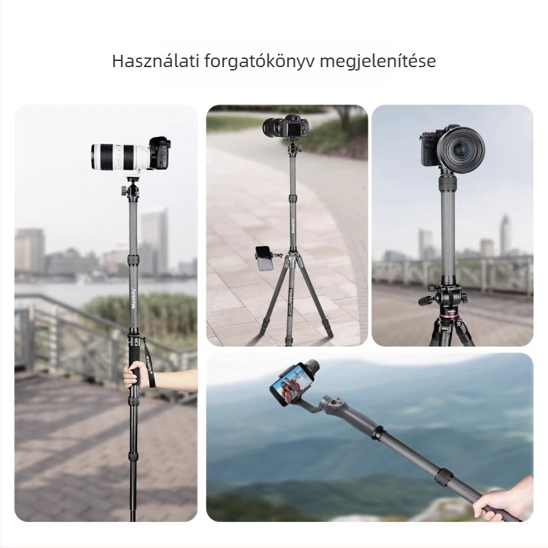 Szénszálas középoszlop tríóhoz, Arca interfésszel, hosszú változat, DSLR- és okostelefont felvételéhez