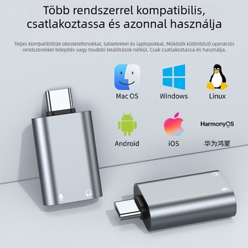 Type-C külső hangkártya, dupla 3,5 mm-es kimenet – tabletához, telefonhoz, PC-hez és notebookhoz, audio interfész fejhallgató- és mikrofon-támogatással karaoke