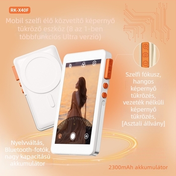 Egy Ekranadapter mágneses rögzítéssel iPhone-hoz és Androidhoz, 40F modell, PC anyagból, támogatja a képernyő tükrözését és élő videóközvetítést, terhelhetőség 2 kg alatt