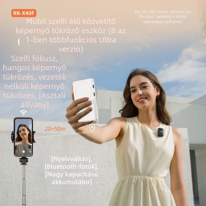 Egy Ekranadapter mágneses rögzítéssel iPhone-hoz és Androidhoz, 40F modell, PC anyagból, támogatja a képernyő tükrözését és élő videóközvetítést, terhelhetőség 2 kg alatt
